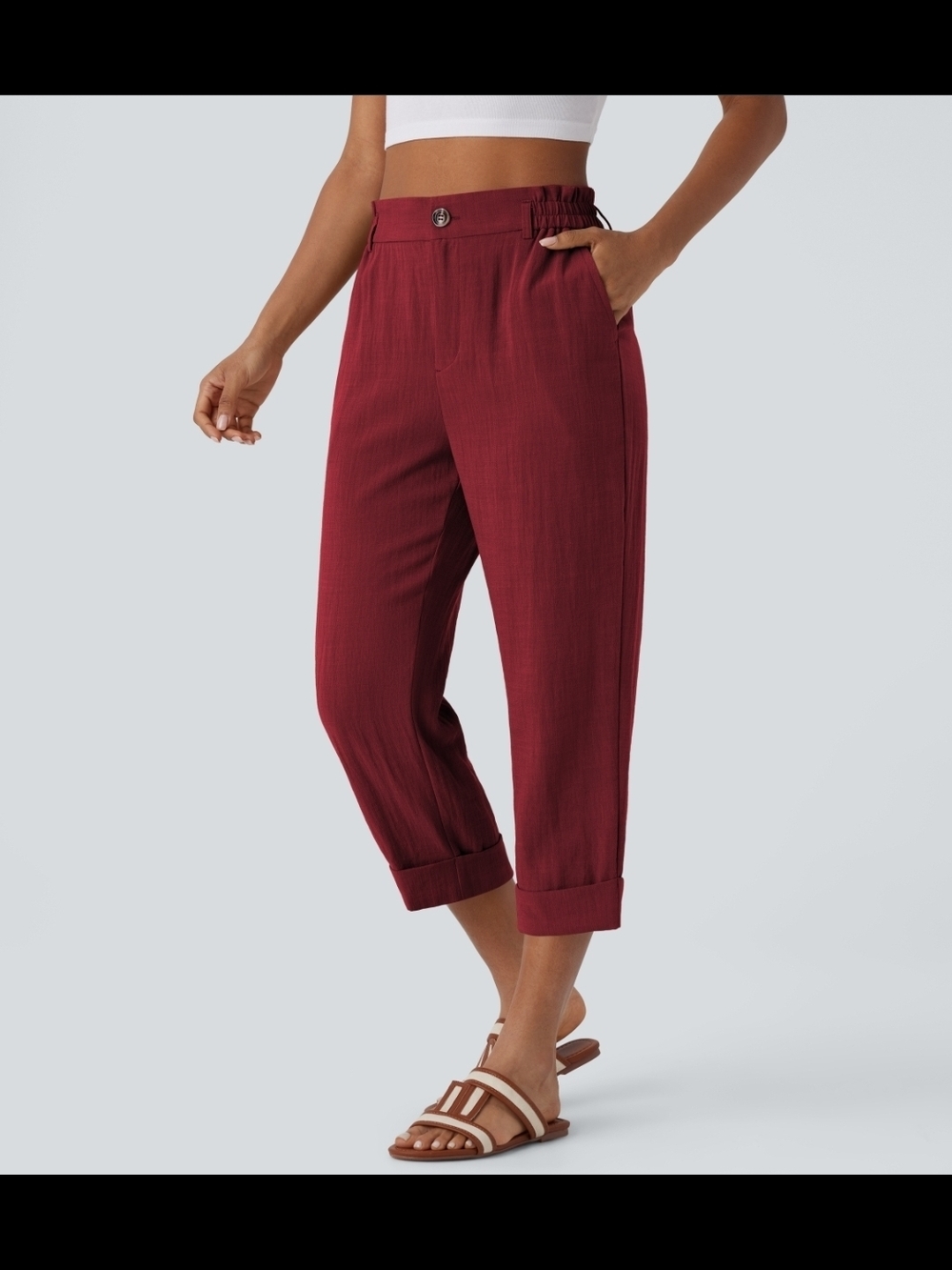 NEW IN BAG WITH TAGS HALARA Burgundy Cropped Pull-On Capris